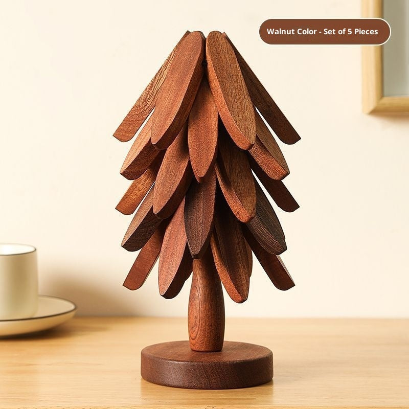 Tree Design Stand Wooden Trivets Decorative Anti Scald