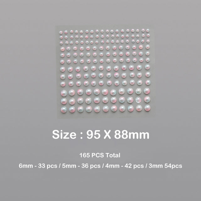 1 Sheet Plastic Semi-circular Pearl Decoration Stickers