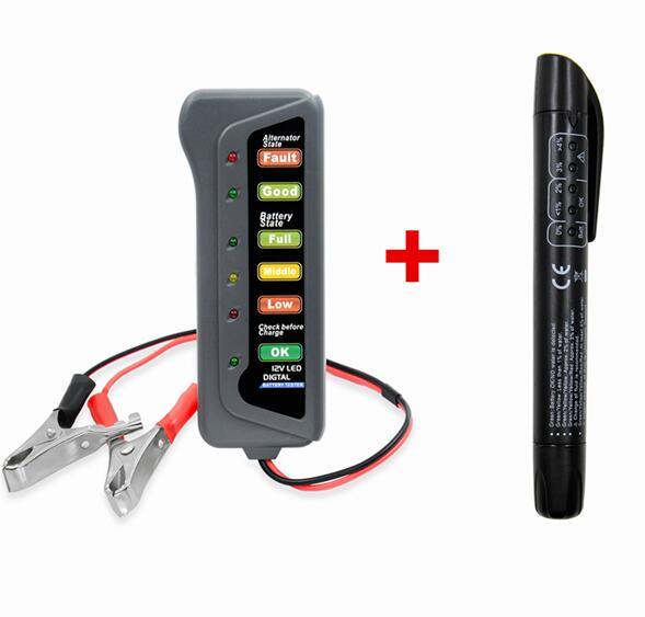 12V Digital Battery Alternator Tester with 6 LED