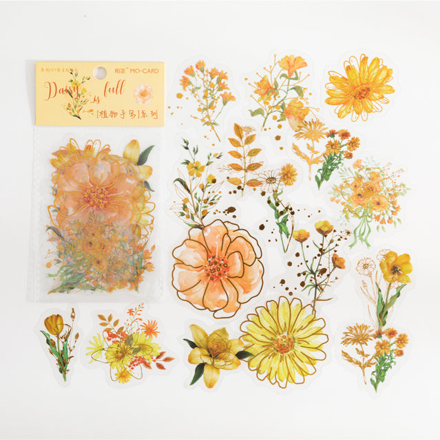 Golden Outline Hand Painting Colorful Flowers