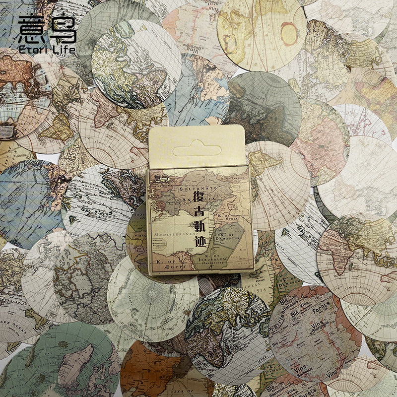 Vintage World Maps Scrapbook Paper Sticker