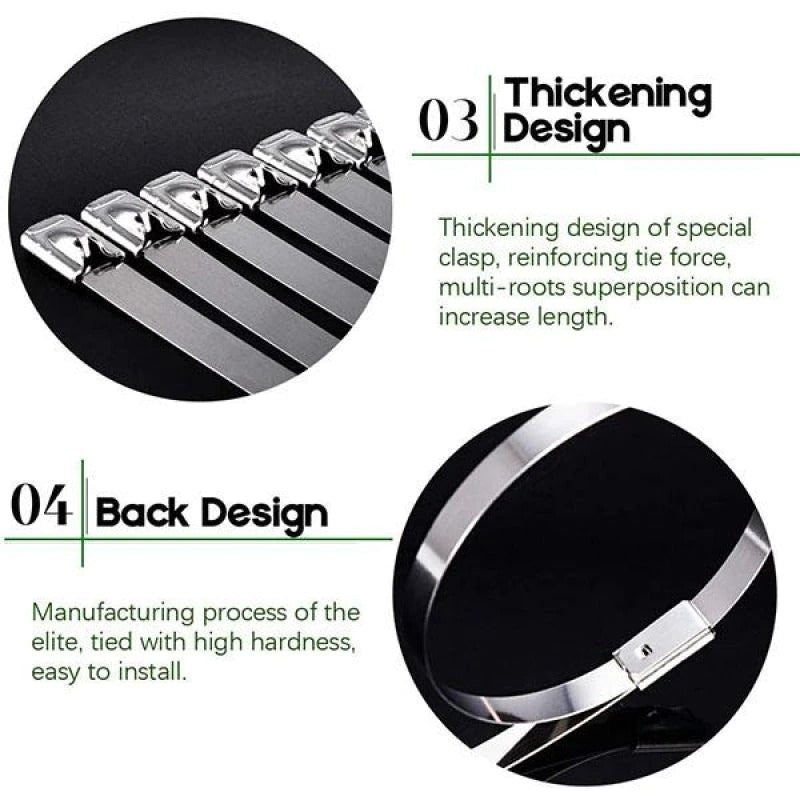 50/100PCS Multi-Purpose Locking Cable Metal Zip Ties