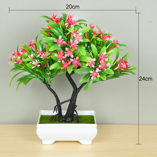 Artificial Plants Potted Green Bonsai Small Tree Grass