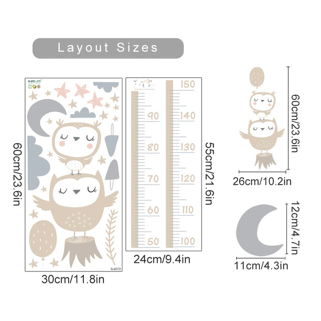 Cartoon Baby Height Measurement Lion Wall Sticker