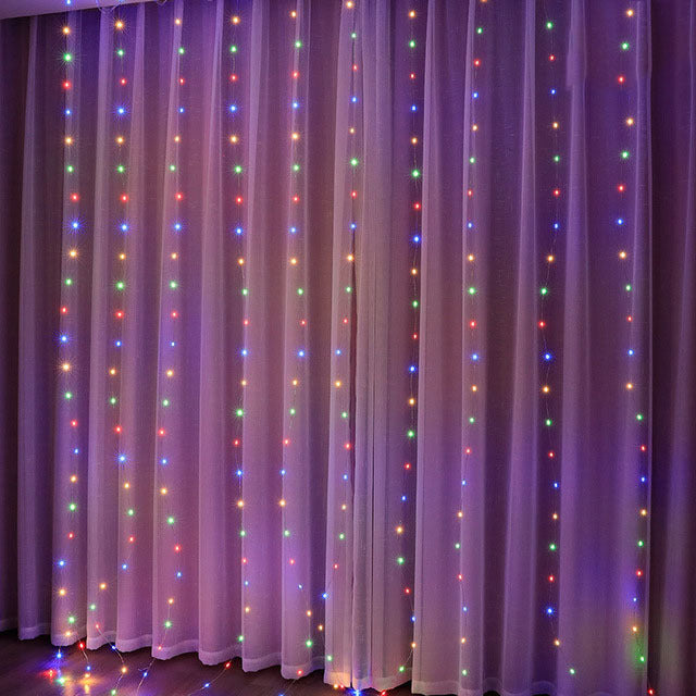 Christmas Lights Curtain Garland Decorations