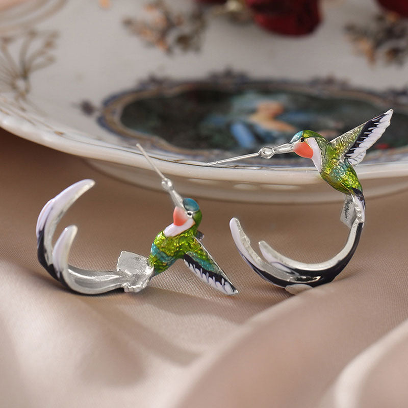 Blue Hummingbird Earrings Women Earrings
