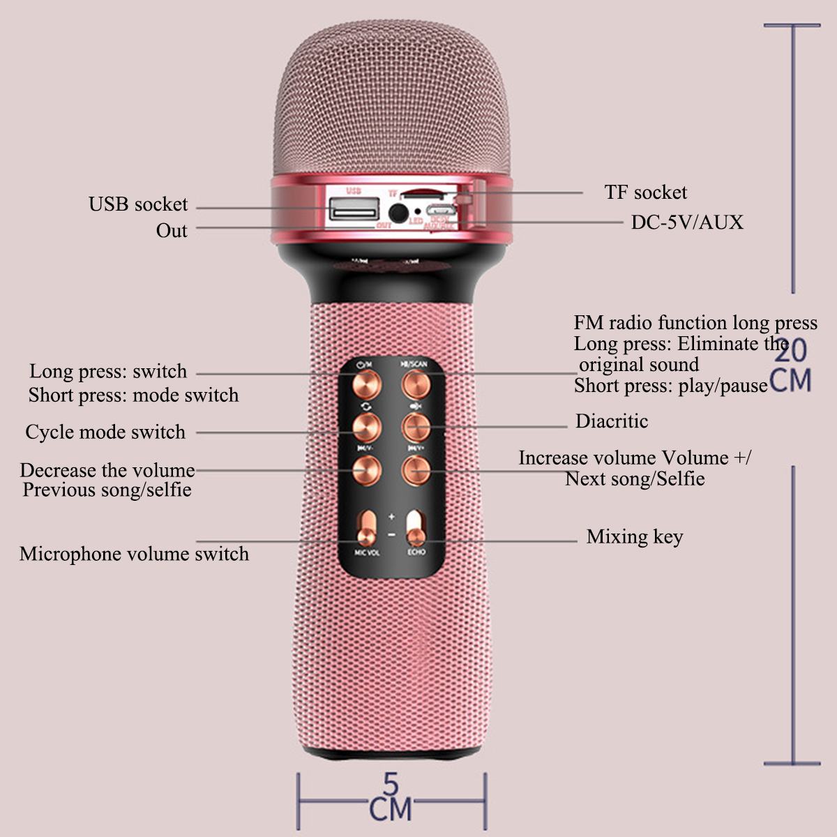 Wireless bluetooth Microphone Karaoke FM Radio