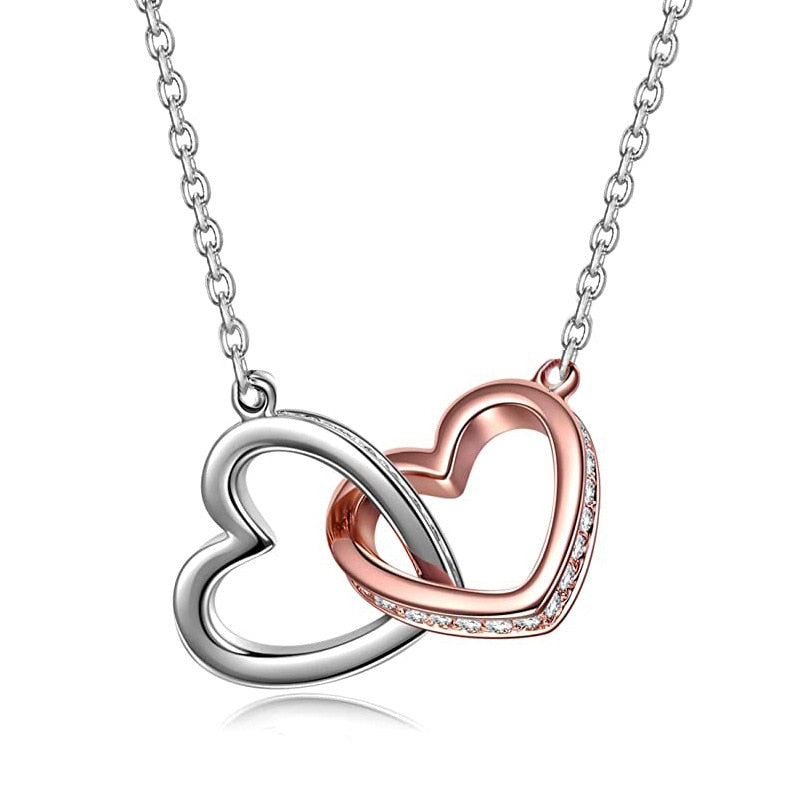 Cute Female Crystal Heart Pendant Necklace