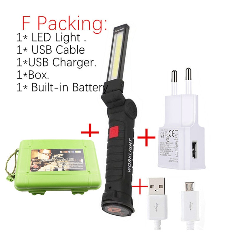 Folding Work COB LED Camping Torch Flashlight