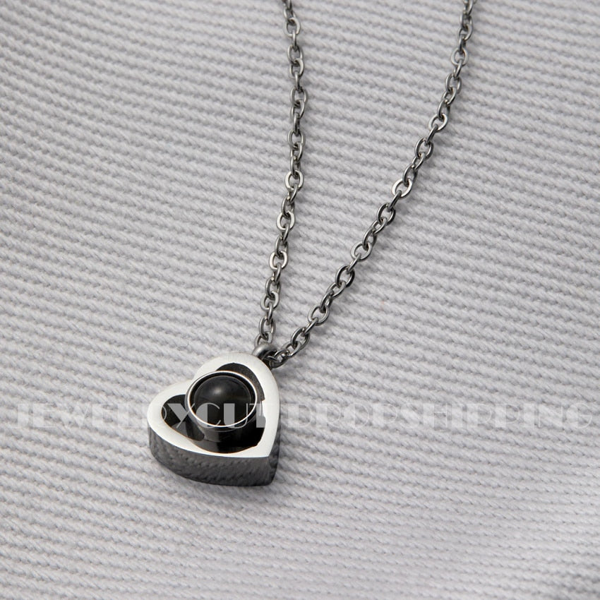 Steel Durable Photo Custom Projection Heart Necklace