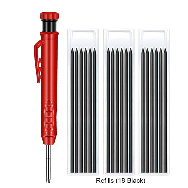 Solid Carpenter Pencil with Refill Leads and Sharpener