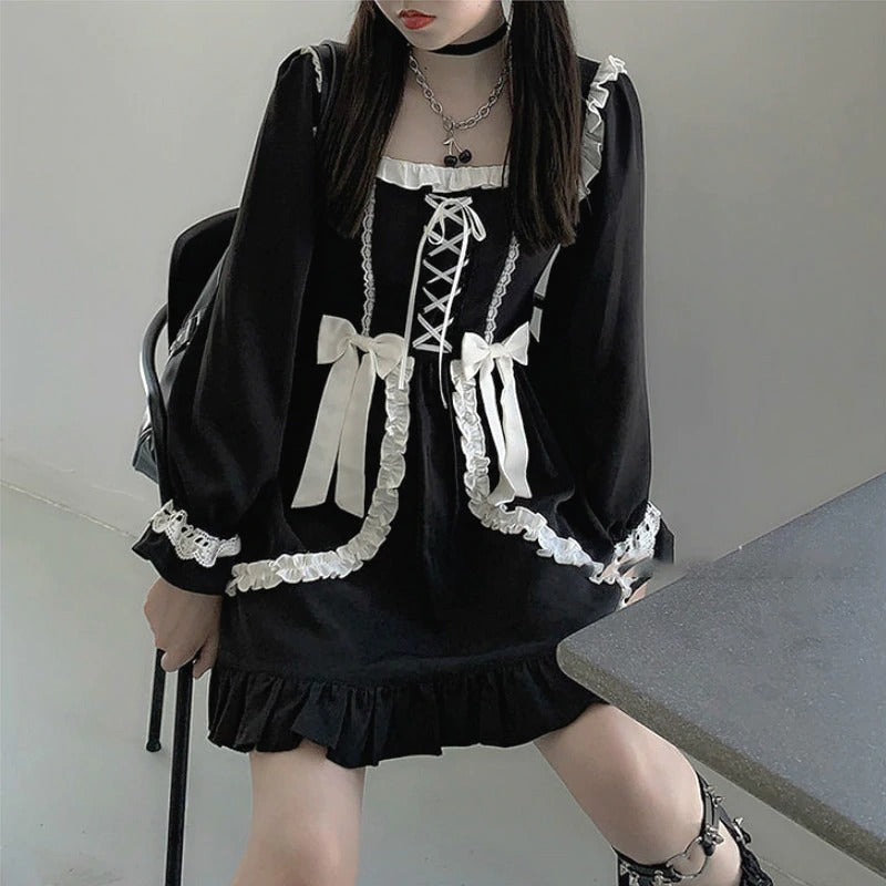 Japanese Lolita Gothic Dress Girl Patchwork