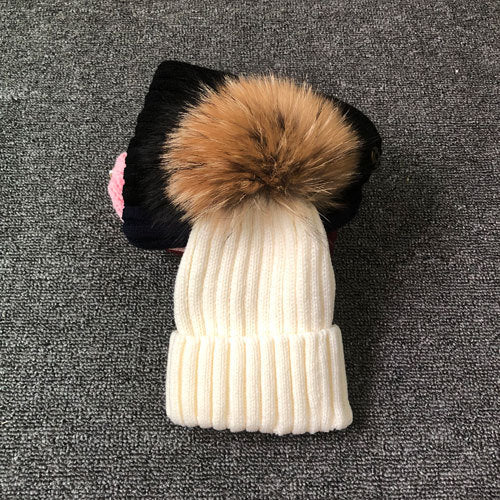 Winter Brand Female Fur Pom Poms hat