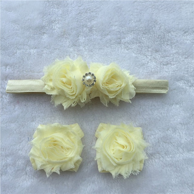 Flower Headband Baby Girls Barefoot Sandals