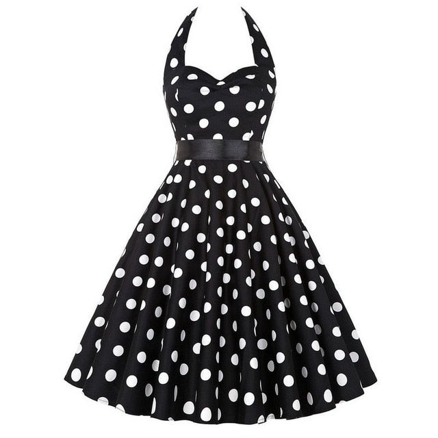 Sexy Halter Party Dress Retro Polka Dot