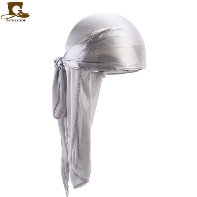 Fashion Men's Satin Durags Bandanna Turban Wigs Pirate Hat Men Silky Durag Headwear Headband