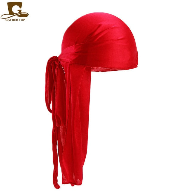 Fashion Men's Satin Durags Bandanna Turban Wigs Pirate Hat Men Silky Durag Headwear Headband