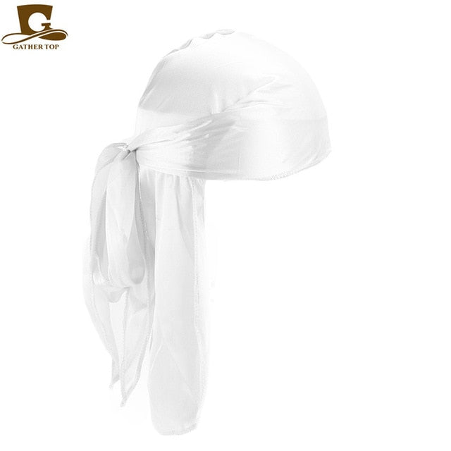 Fashion Men's Satin Durags Bandanna Turban Wigs Pirate Hat Men Silky Durag Headwear Headband