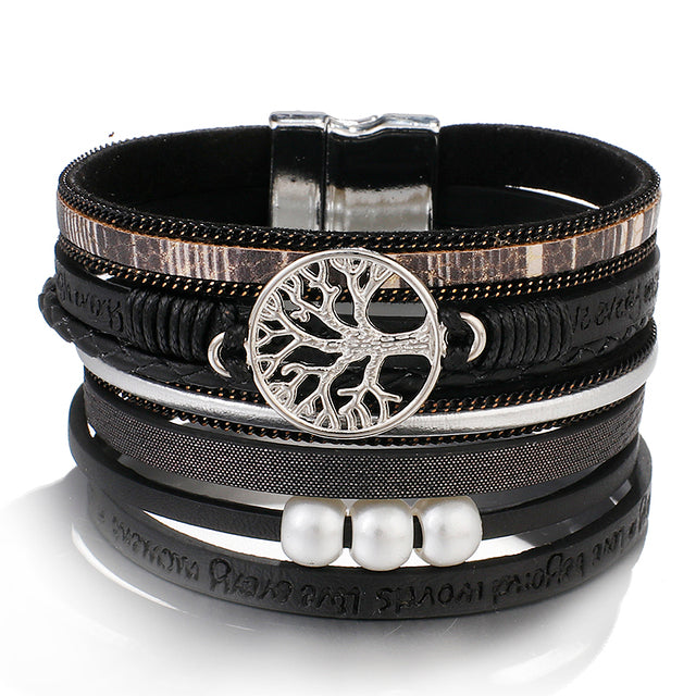 Pearl Leather Bracelets Jewelry