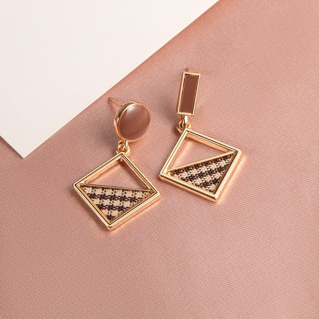 Round Dangle Drop Korean Earrings