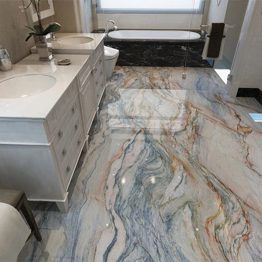 Self-Adhesive Waterproof Wallpaper 3D Marble Floor Tiles Murals Bathroom