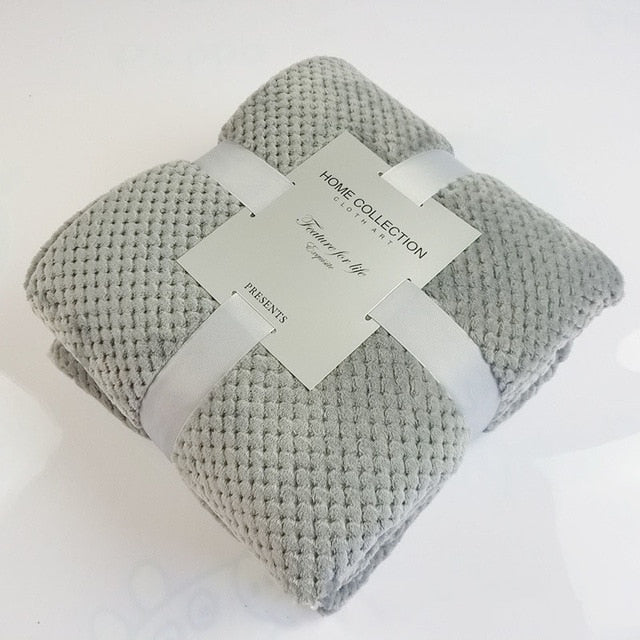 Flannel Fleece Mink Throw Fluffy Plaid Blankets
