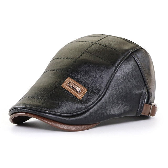 Top Level Leather Newsboy Cap Men