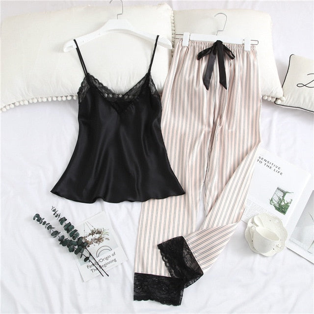 Silk Pajamas for Woman 2 Piece Lounge Wear