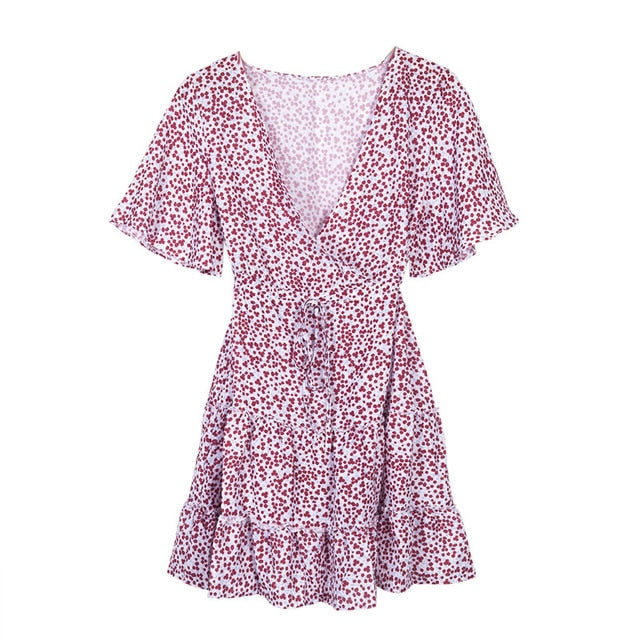 hirigin Women Dress Boho Floral Ruffle