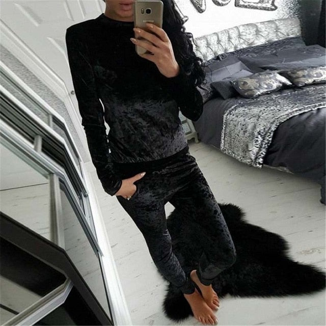 Autumn Velvet Tracksuit Women Sets