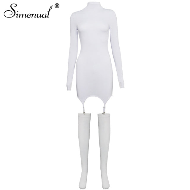 Simenual Solid Bodycon