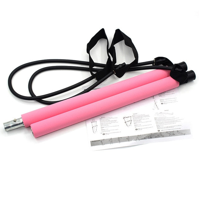 Pilates Stick Yoga Bar with Resistance Tube