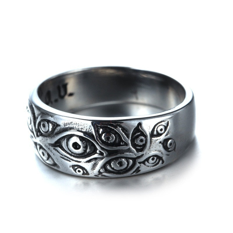 Vintage Punk Carved Eyes Mens Ring Finger