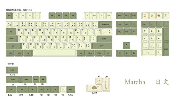 XDA V2 matcha green tea Dye Sub Keycap Set