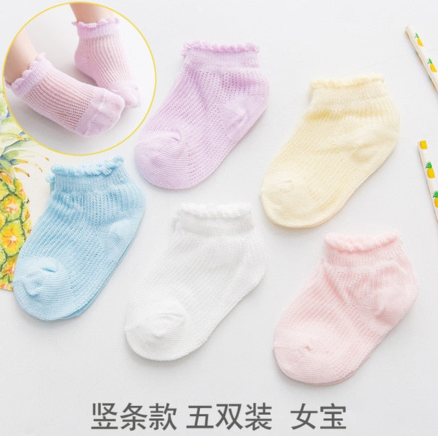 5 Pairs/many Baby Socks Cotton Shallow Mouth Socks Baby Fishnet Socks Boys and Girls Solid Color Socks Newborn Boat Socks