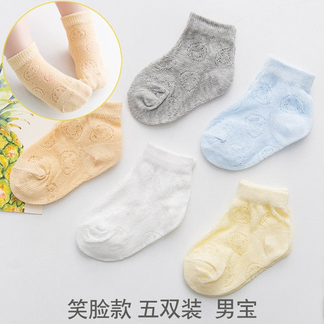 5 Pairs/many Baby Socks Cotton Shallow Mouth Socks Baby Fishnet Socks Boys and Girls Solid Color Socks Newborn Boat Socks