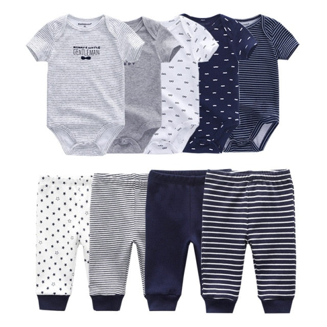 Solid Bodysuits+Pants Baby Boy Clothes