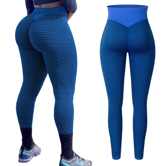 High Waist Grid Leggings Seamless Fitness