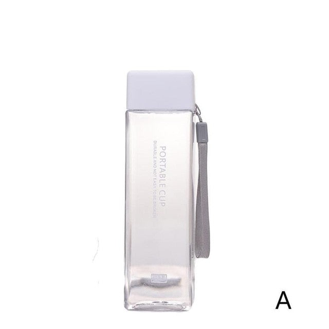 500ml Transparent Square Plastic Matte Water Bottle