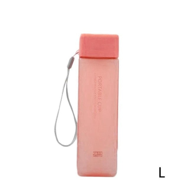 500ml Transparent Square Plastic Matte Water Bottle