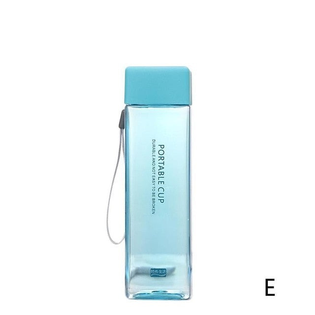 500ml Transparent Square Plastic Matte Water Bottle