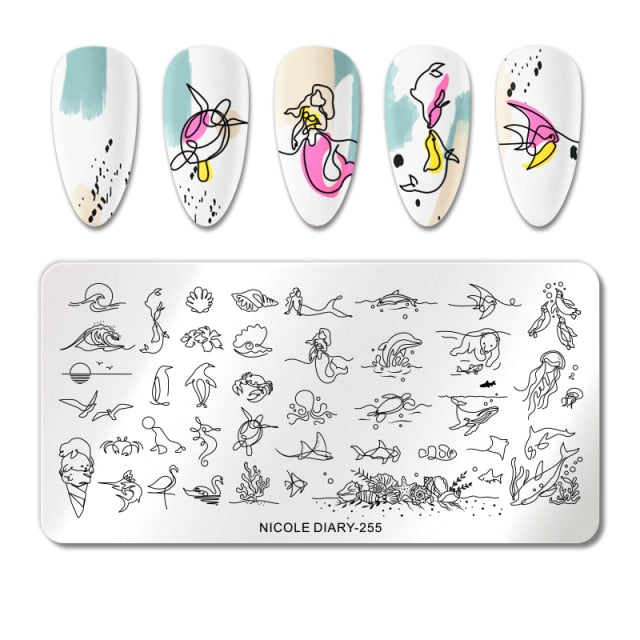 Lady Face Nail Stamp Templates Leaf Floral Printing Stencil