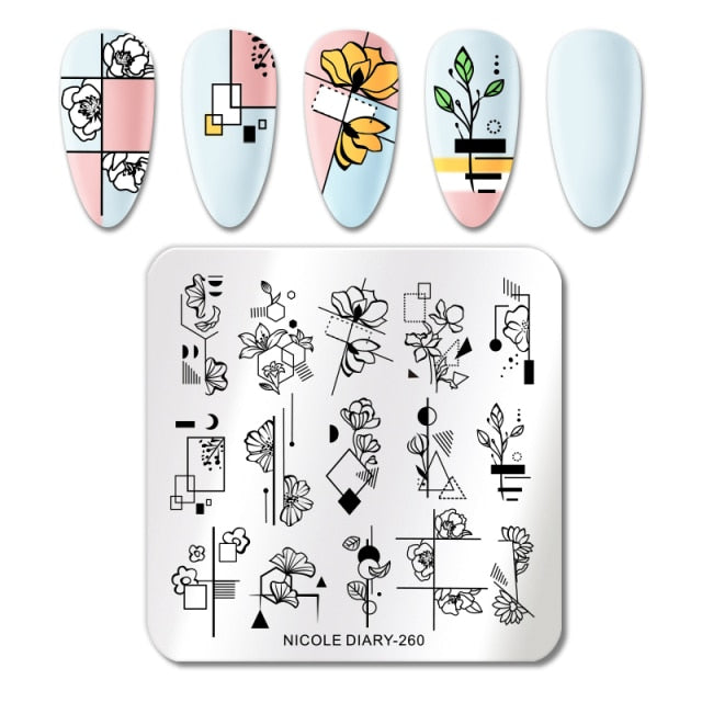 Lady Face Nail Stamp Templates Leaf Floral Printing Stencil