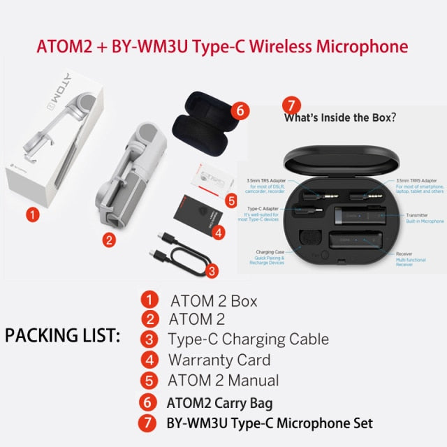 ATOM2 3-Axis Smartphone Stabilizer Vlog