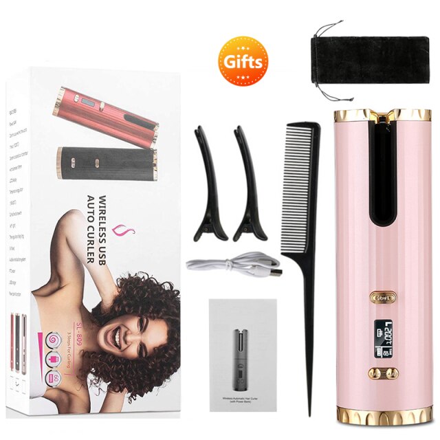 Cordless Automatic Hair Curler USB Rechargeable Curling Iron