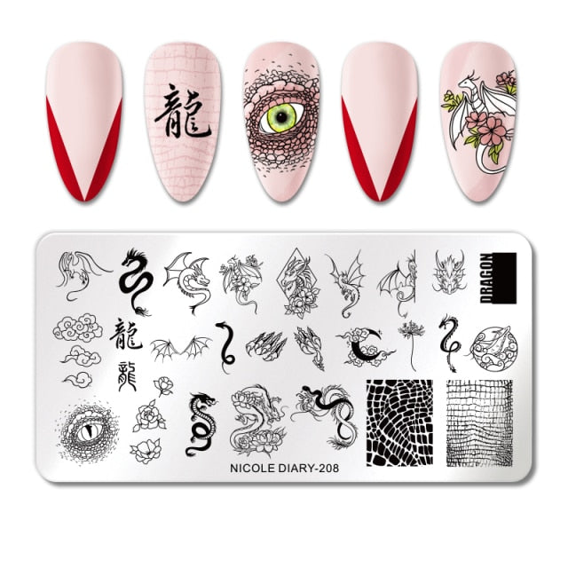 Lady Face Nail Stamp Templates Leaf Floral Printing Stencil