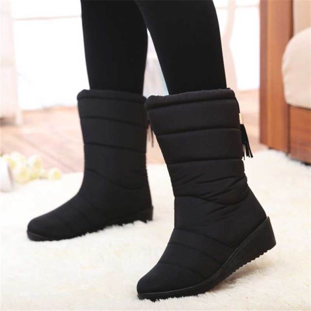 Boots Women Waterproof Snow Boots Mid-Calf Bota