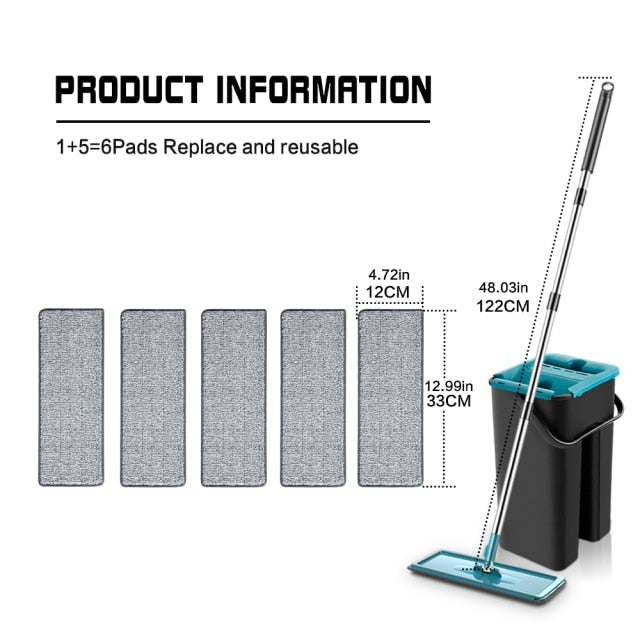 Squeeze Mop With Bucket 360 Rotating Hand Free Washing
