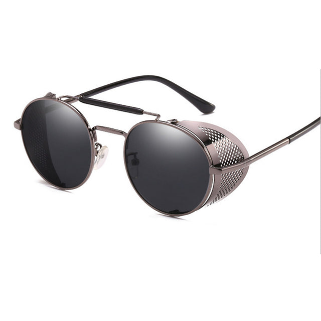 Retro Round Steampunk Sunglasses Shield
