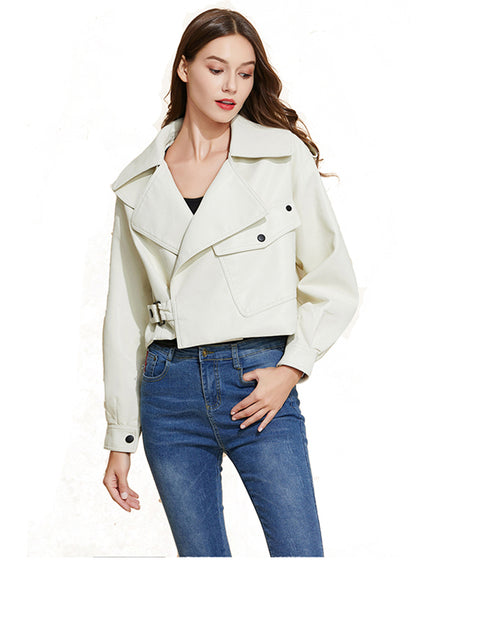 Women Faux Leather Jacket Pu Coat